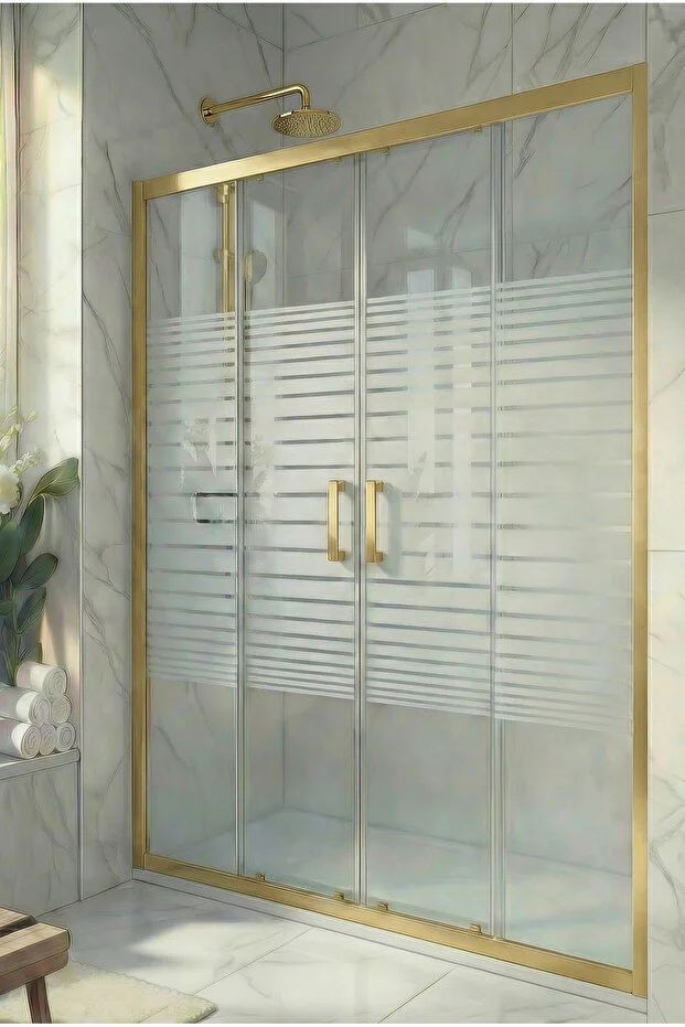 Duşakabin Ön Cephe Altın 5mm Çizgili Yükseklik 190 Cm